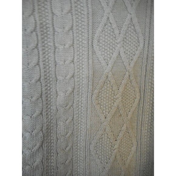 Vintage Sage 100% Cotton cable knit ribbed turtleneck Sweater Sz L Jeanne Pierre - Picture 2 of 5